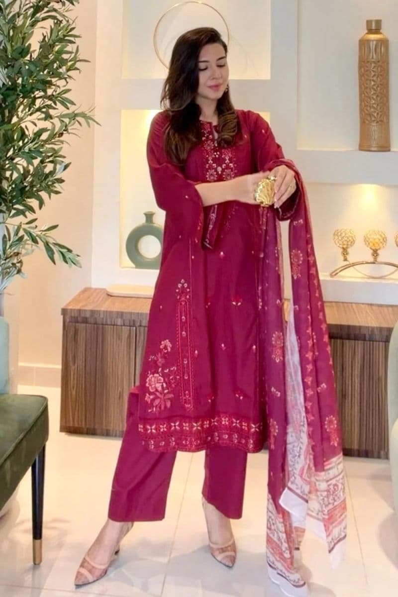 3 PIECE - EMBROIDERED CAMBRIC SUIT thumbnail