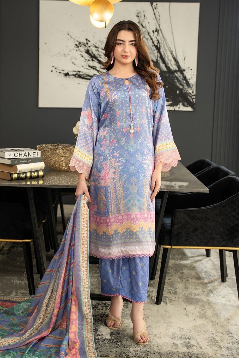 3 Piece - Printed Silk Suit