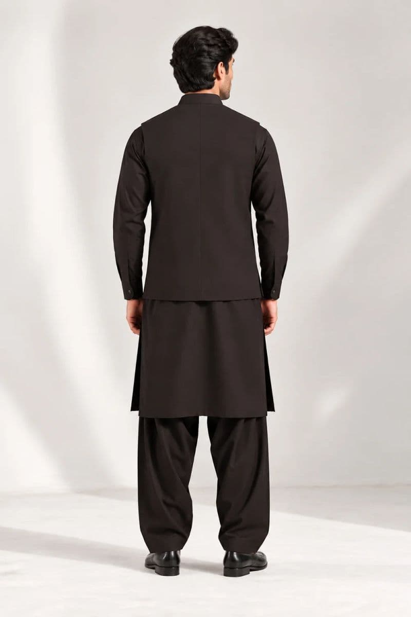 Men's Blended Kameez Shalwar with Waistcoat – charcoal