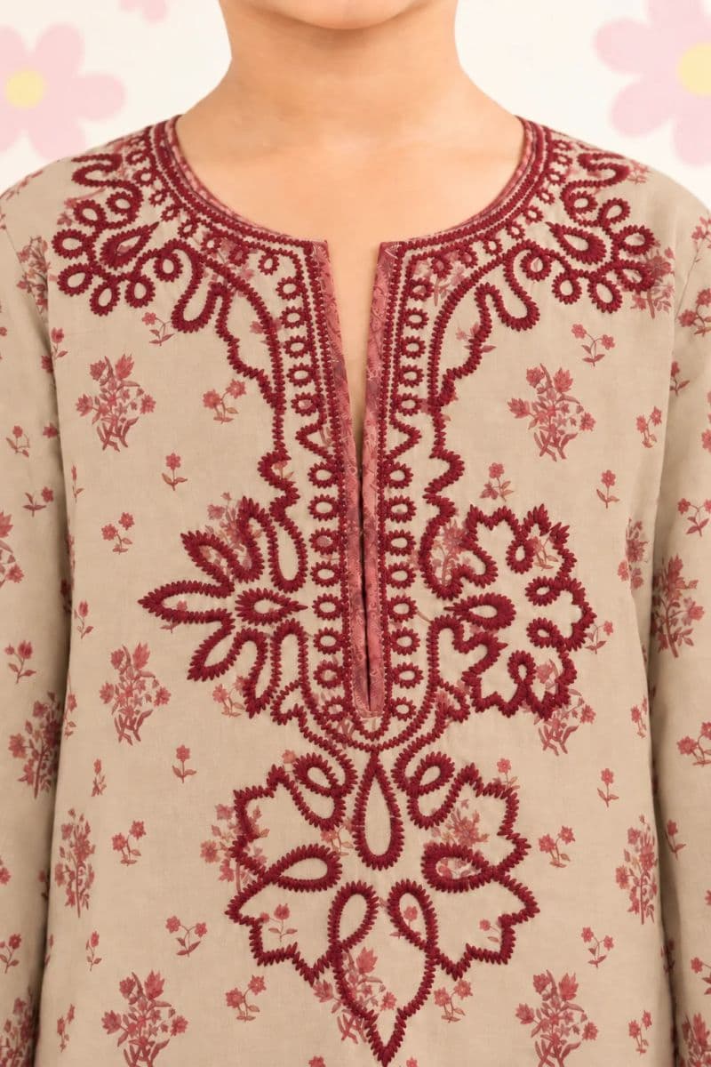 2 PIECE - EMBROIDERED PRINTED SUIT