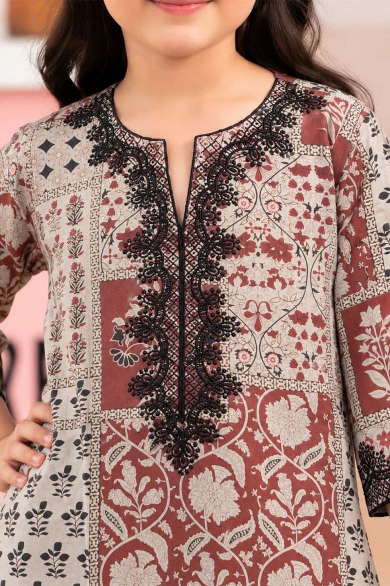 2 PIECE - EMBROIDERED PRINTED SUIT