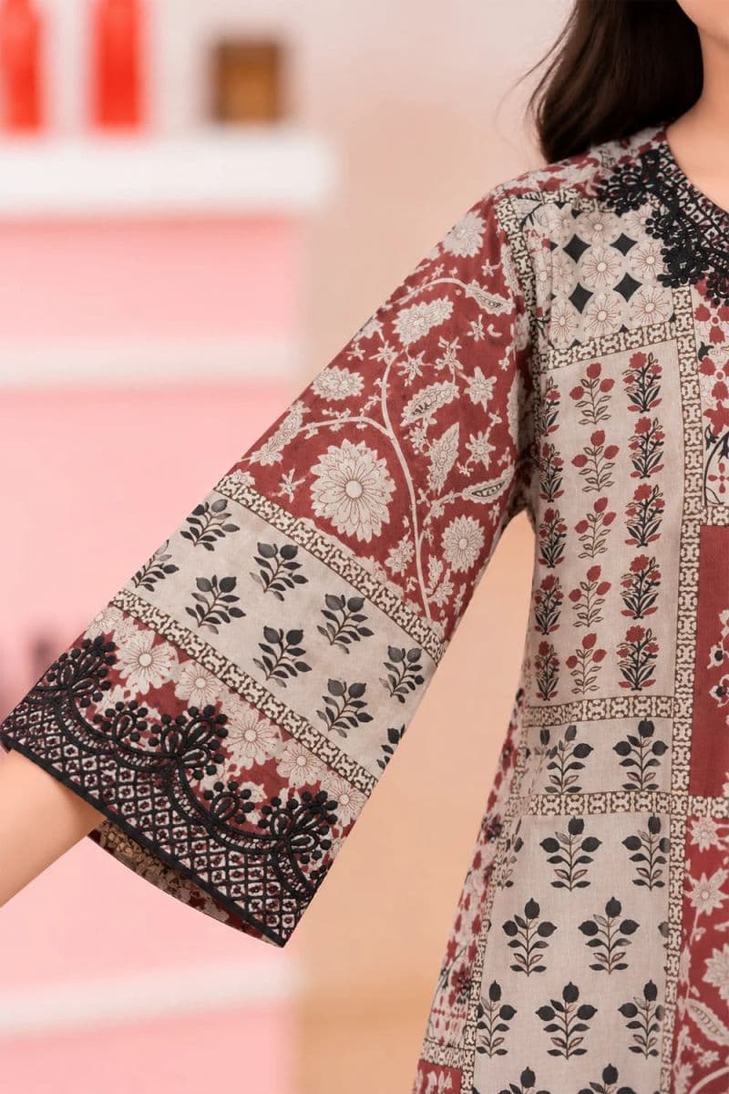 2 PIECE - EMBROIDERED PRINTED SUIT