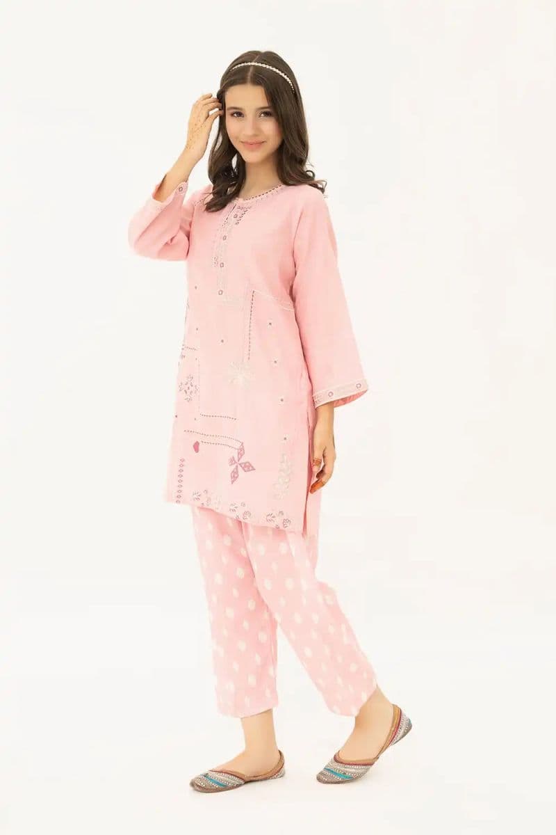 2 Piece - Embroidered Texture Suit