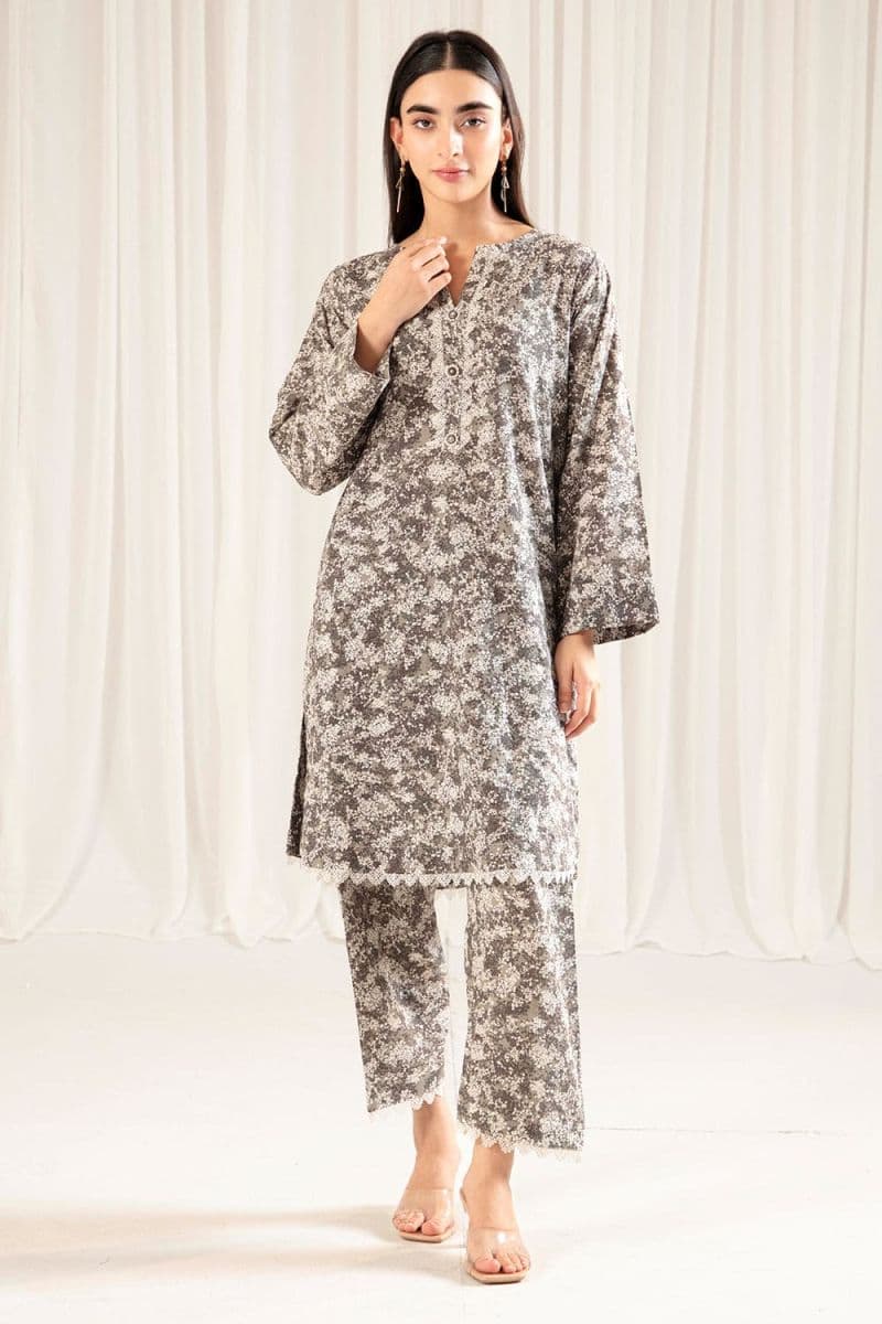2 Piece - Printed Slub Linen Suit