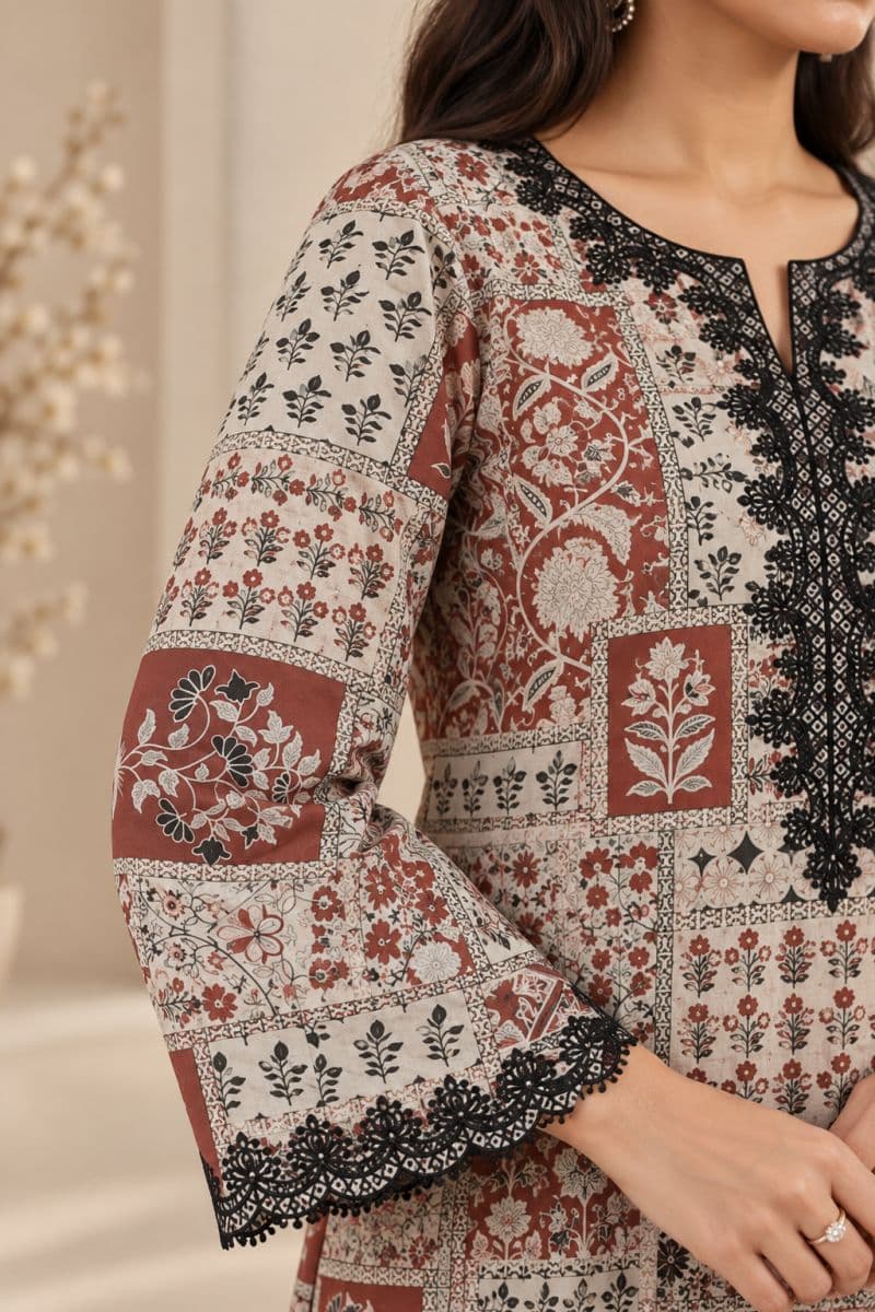 2-PIECE EMBROIDERED CAMBRIC SUIT