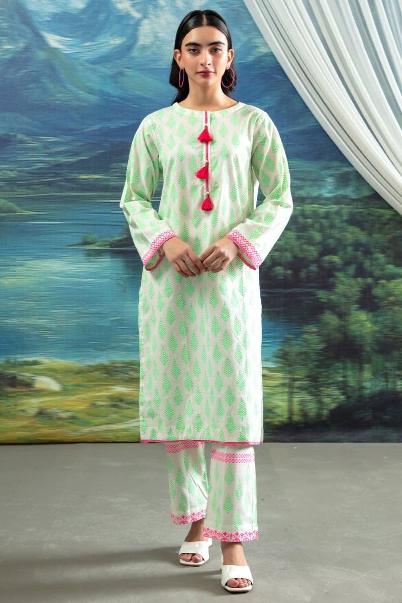 2 Pc Block Printed Cotton Lawn Stitched Suit