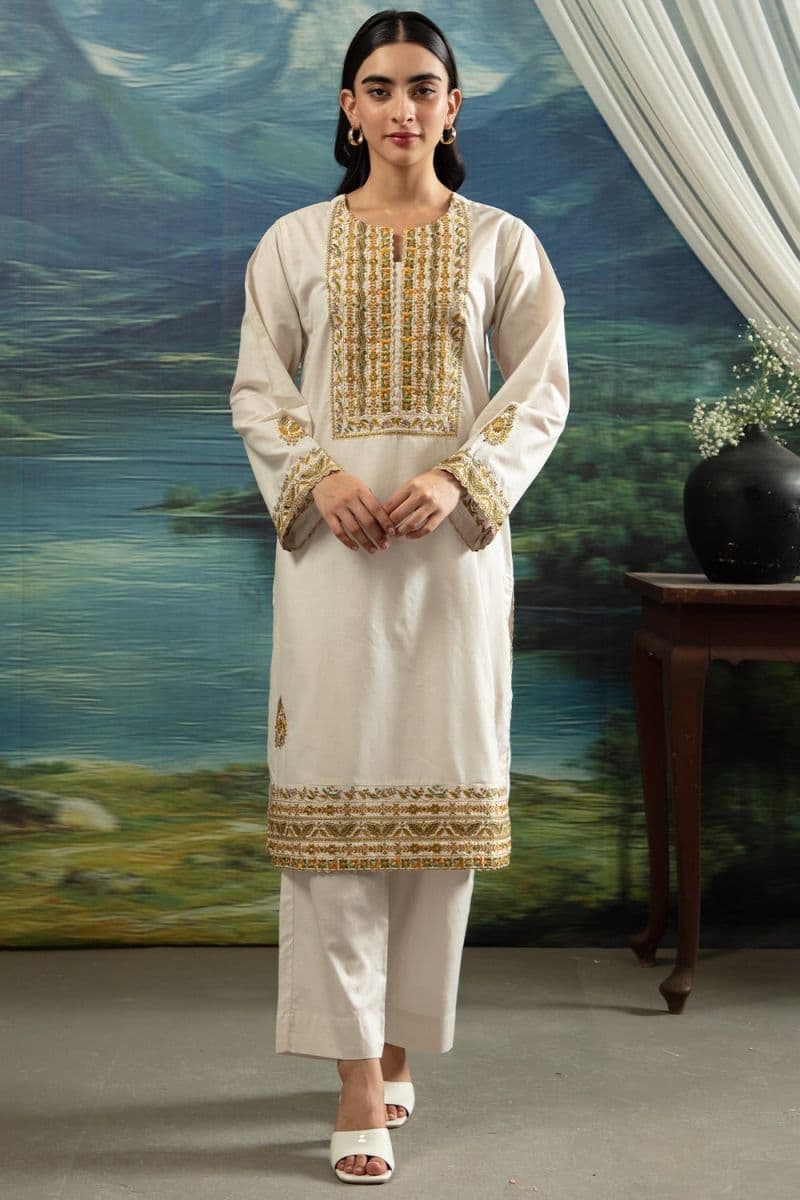2 Pc Embroidered Cotton Lawn Stitched Suit