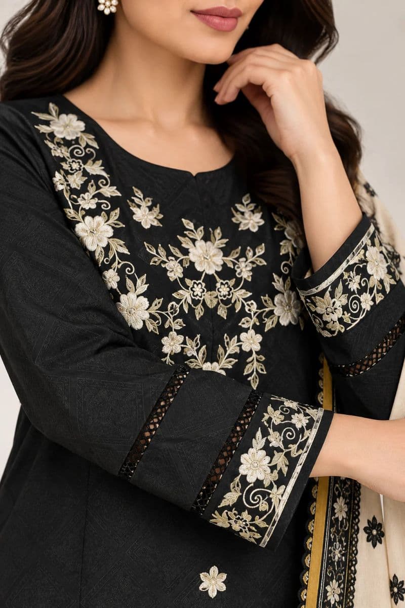 3 PIECE - EMBROIDERED JACQUARD SUIT thumbnail