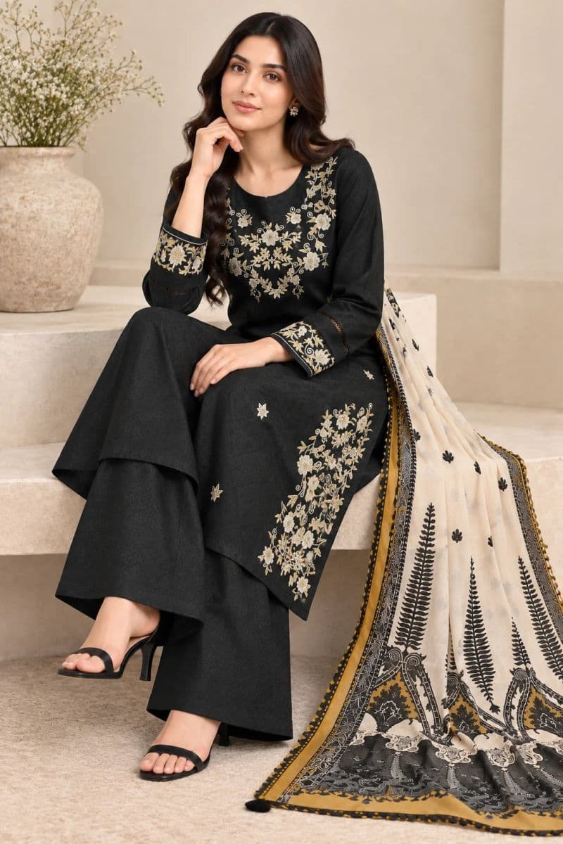 3 PIECE - EMBROIDERED JACQUARD SUIT thumbnail
