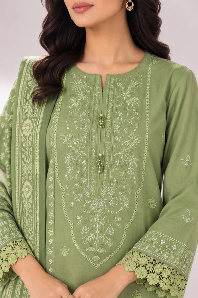 3 PIECE - EMBROIDERED CAMBRIC SUIT