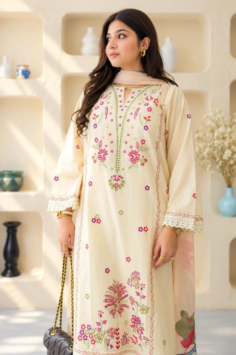 3 PIECE - EMBROIDERED CAMBRIC SUIT thumbnail