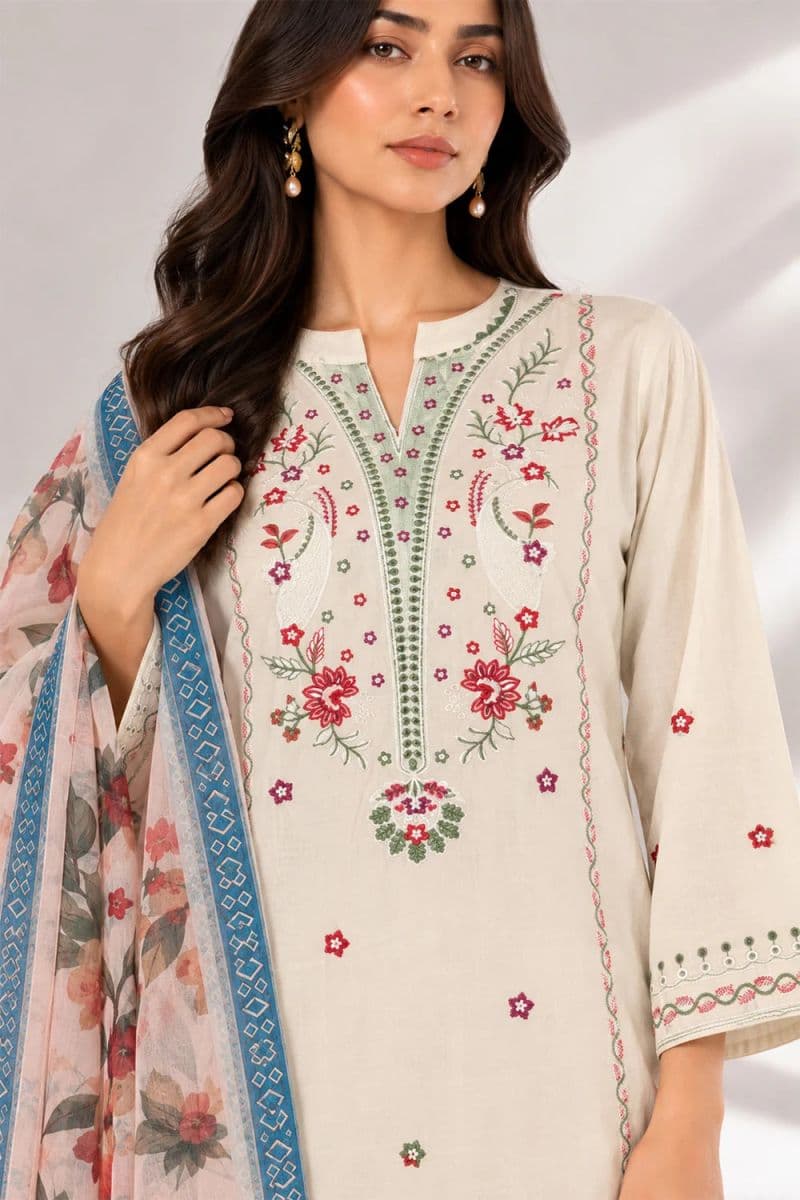 3 PIECE - EMBROIDERED CAMBRIC SUIT thumbnail