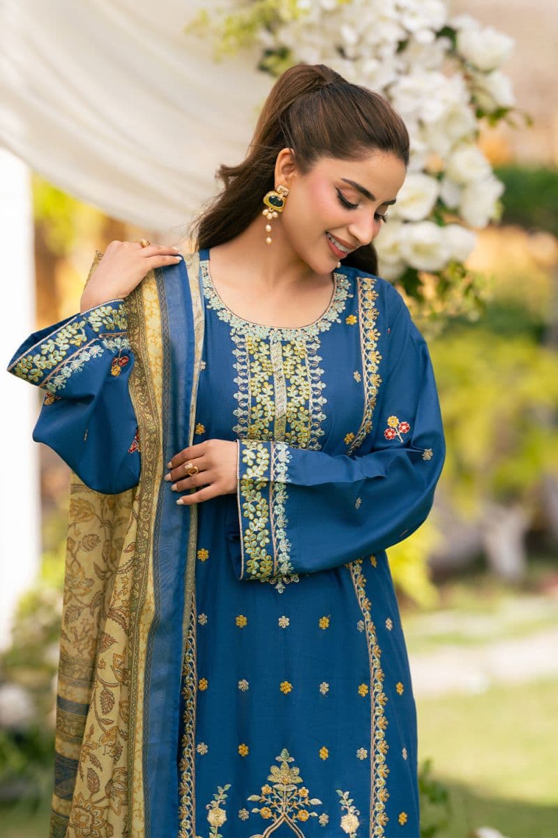 3 PIECE - EMBROIDERED CAMBRIC SUIT