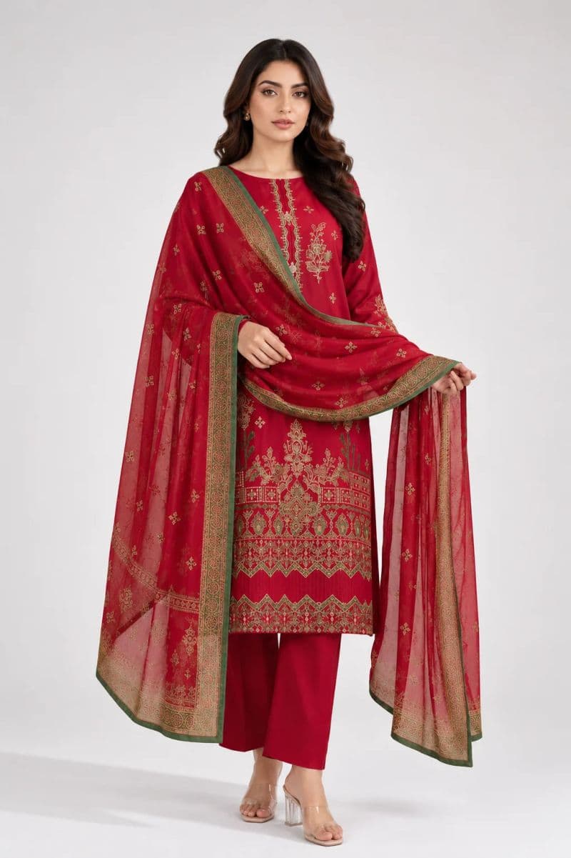 3 Piece - Embroidered Cambric Suit