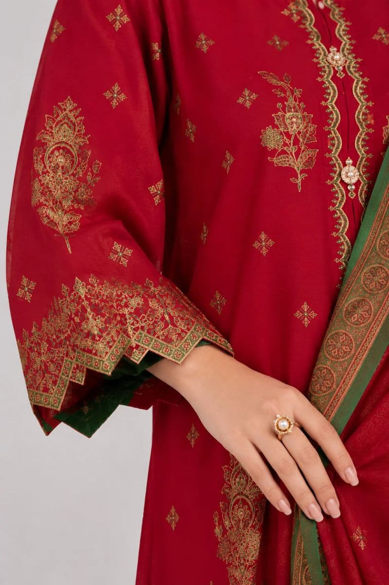 3 Piece - Embroidered Cambric Suit