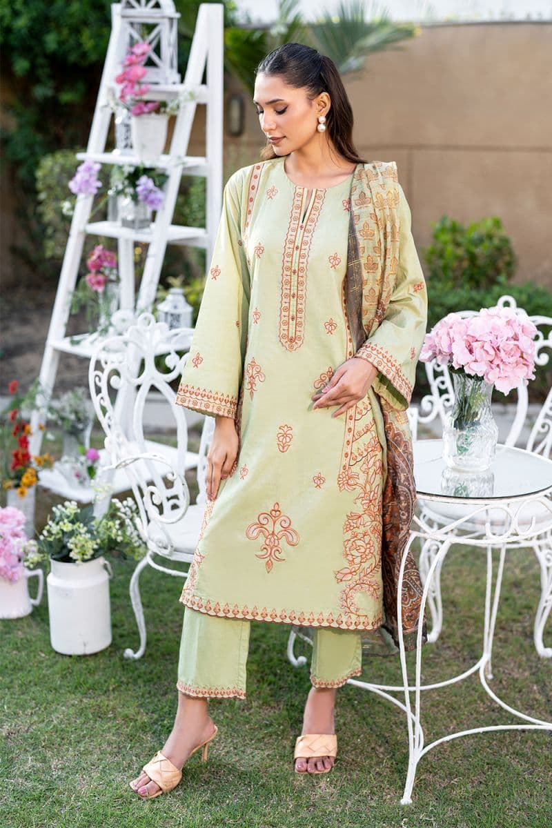3 Piece - Embroidered Cambric Suit