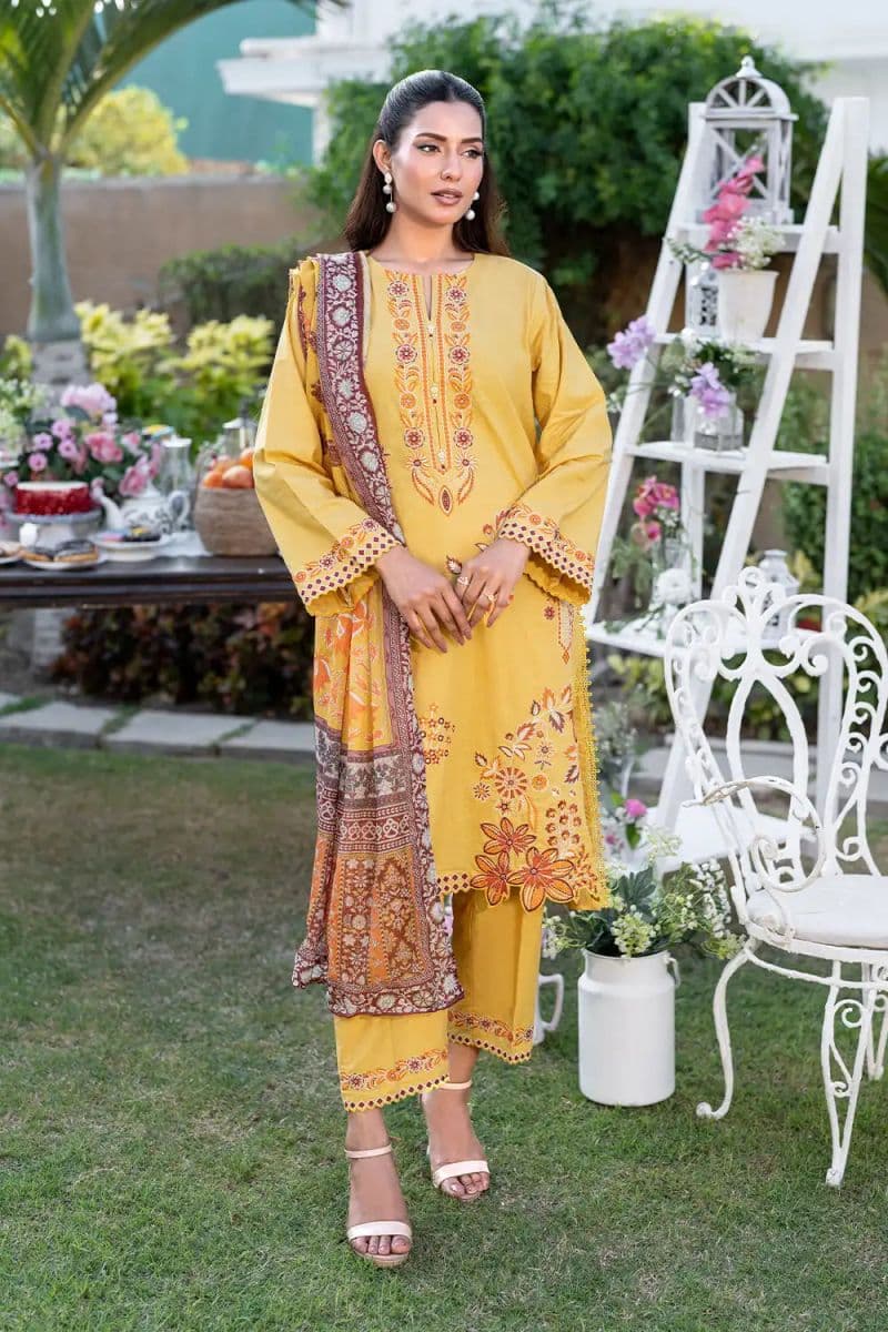 3 Piece - Embroidered Cambric Suit