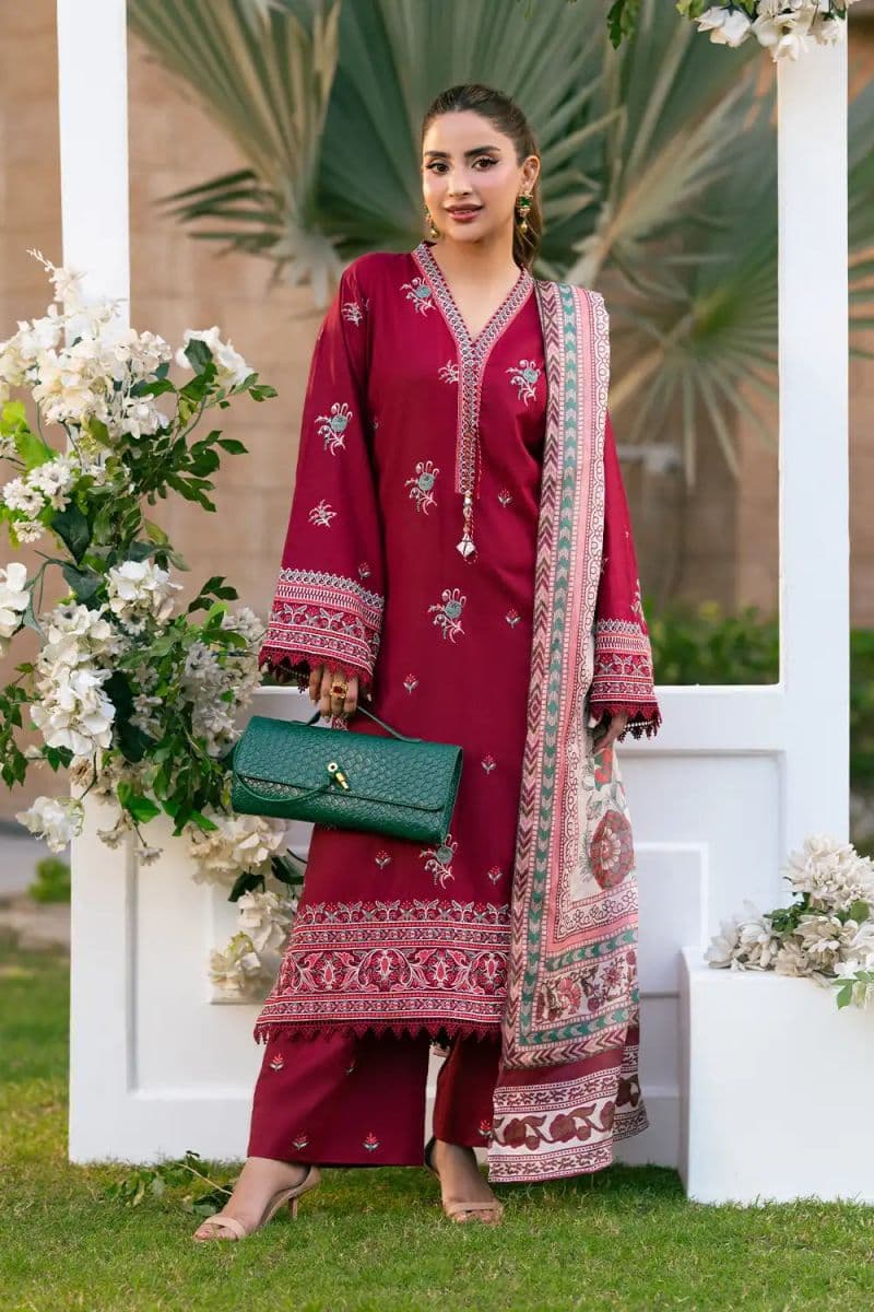 3 Piece - Embroidered Cambric Suit