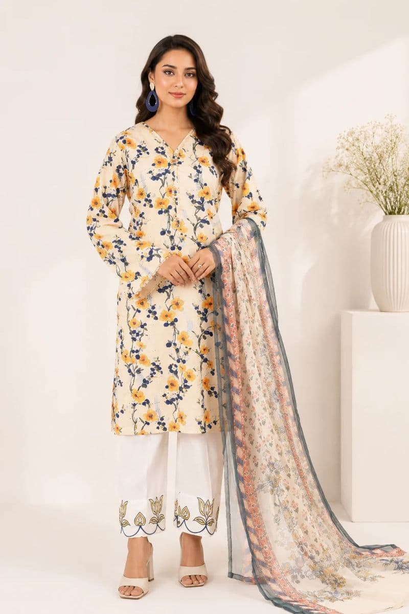 3 Piece - Printed Chikankari Suit thumbnail