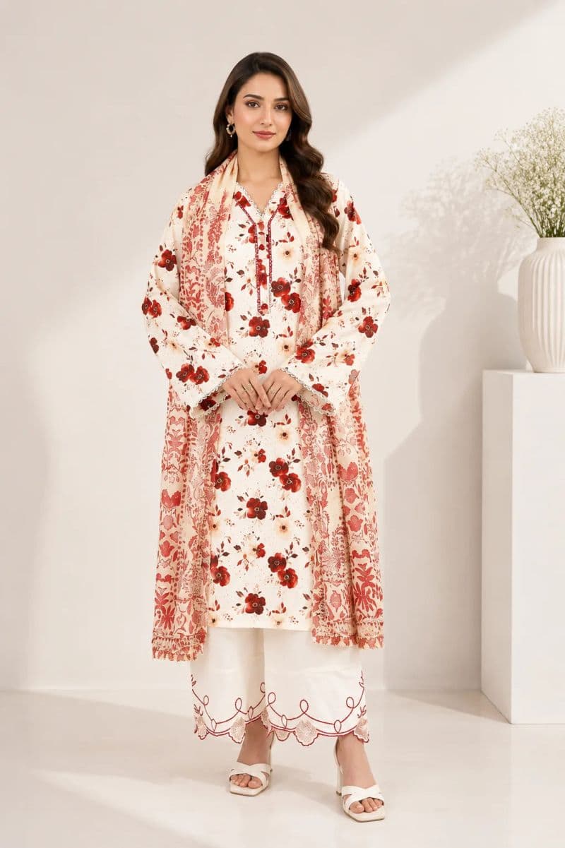 3 Piece - Printed Chikankari Suit thumbnail