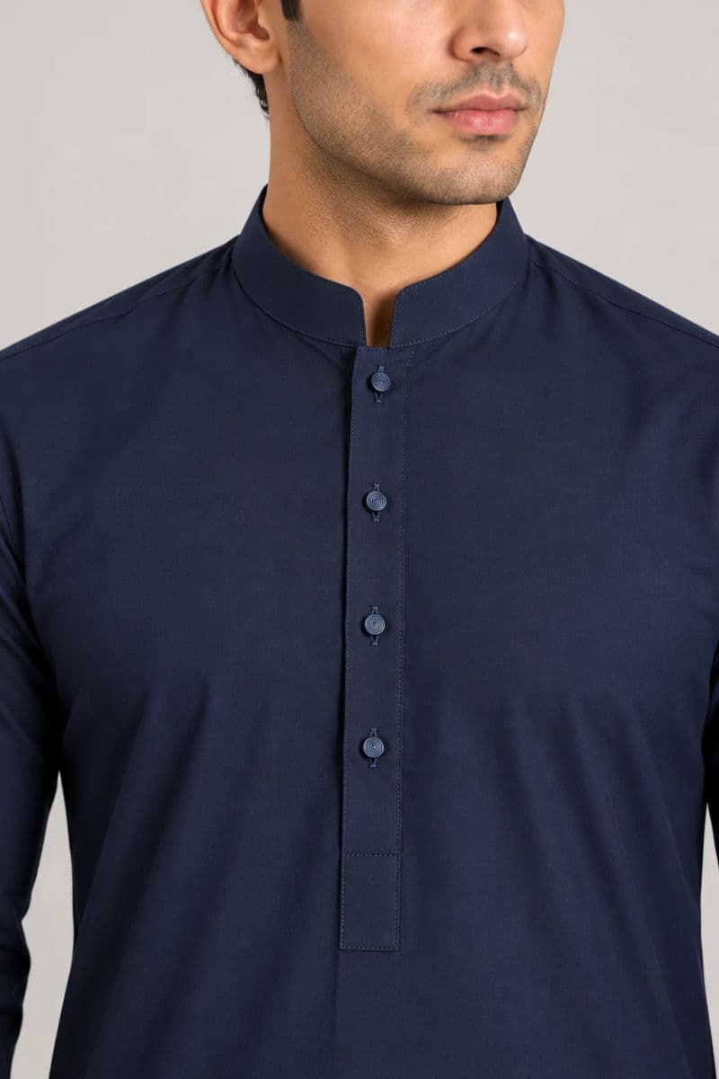 MEN'S BLENDED KAMEEZ SHALWAR – DARK BLUE thumbnail