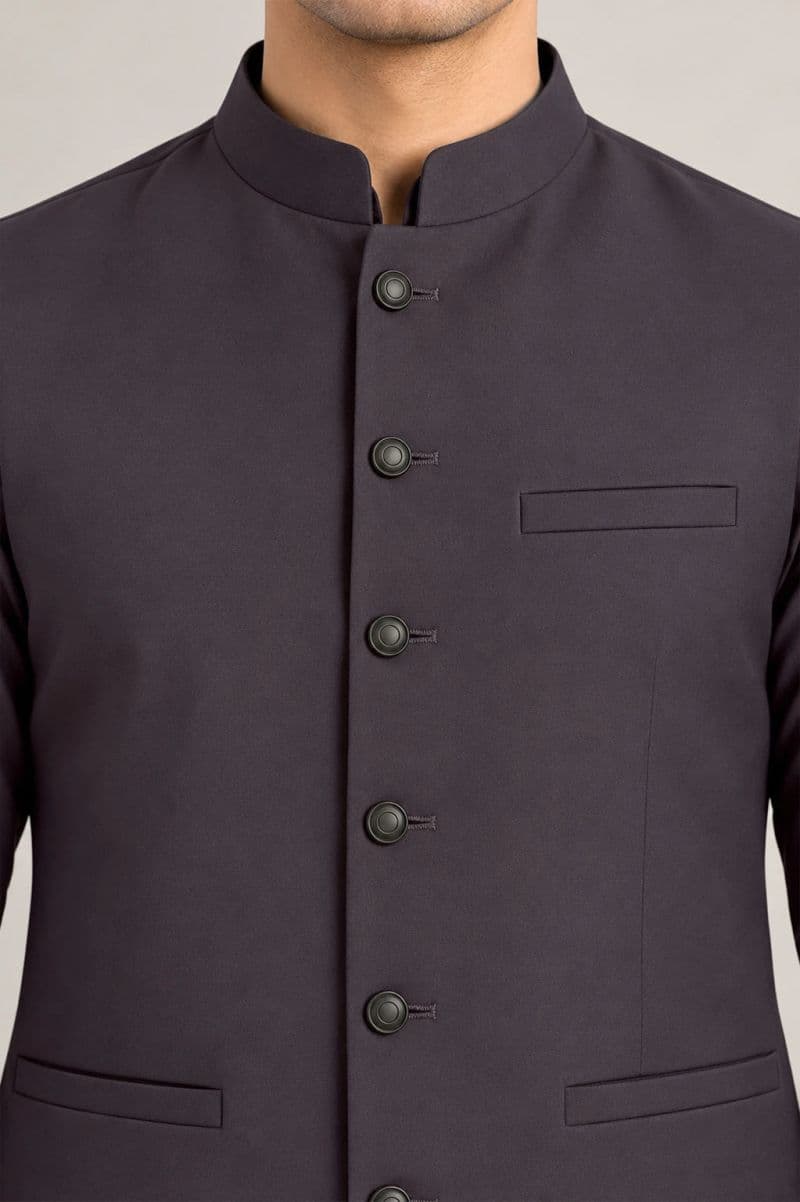 Men's Blended Kameez Shalwar with Waistcoat – grey charcoal thumbnail