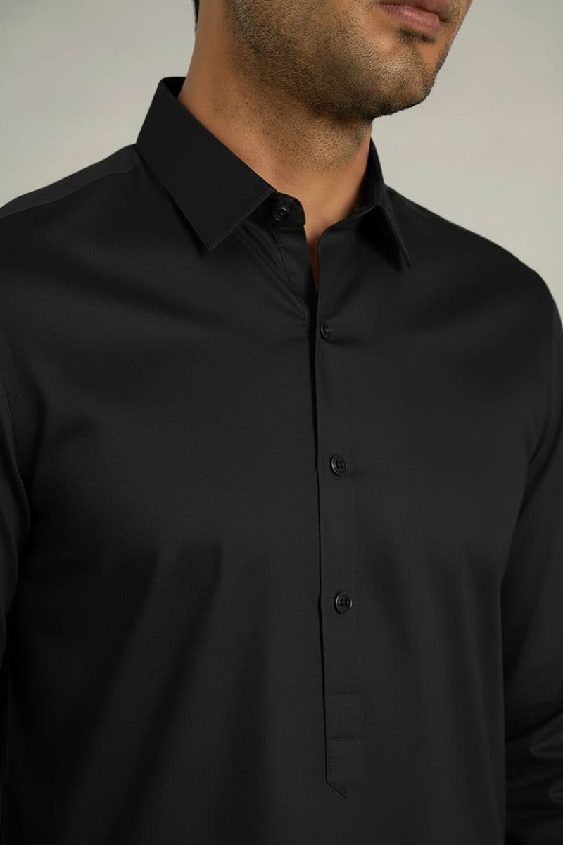 MEN'S BLENDED KAMEEZ SHALWAR – BLACK thumbnail