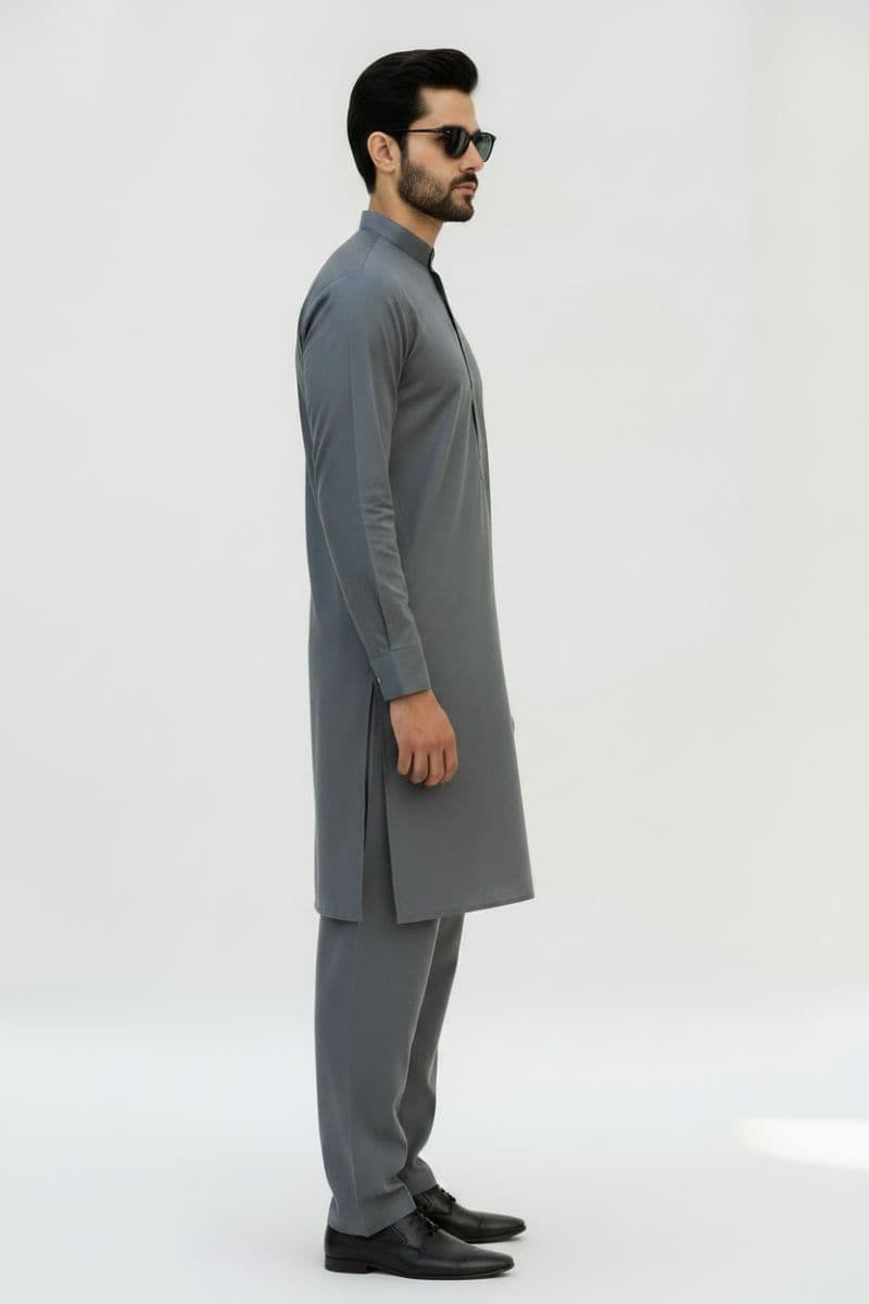 Men's Cotton Kameez Shalwar – STEEL GREY thumbnail