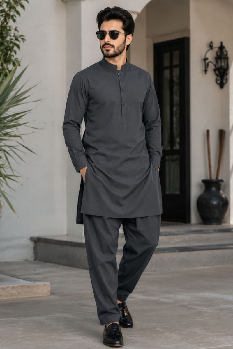 Men's Cotton Kameez Shalwar – GREY thumbnail