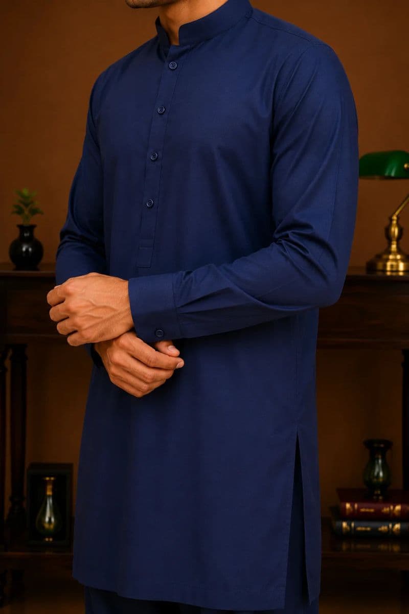 Men's Cotton Kameez Shalwar – NAVY BLUE thumbnail