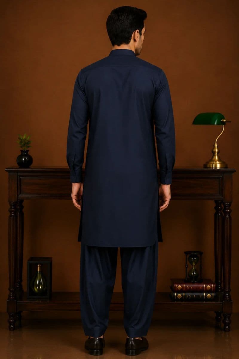 Men's Cotton Kameez Shalwar – DARK BLUE thumbnail