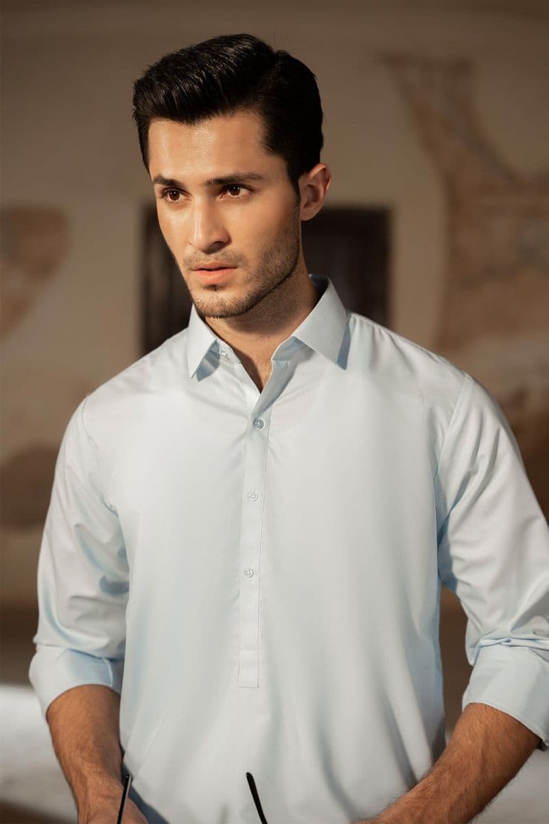 Men's Blended Kameez Shalwar - SKY BLUE thumbnail