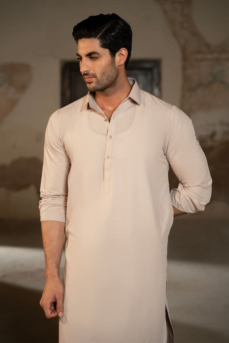 Light Fawn Blended Kameez Shalwar thumbnail