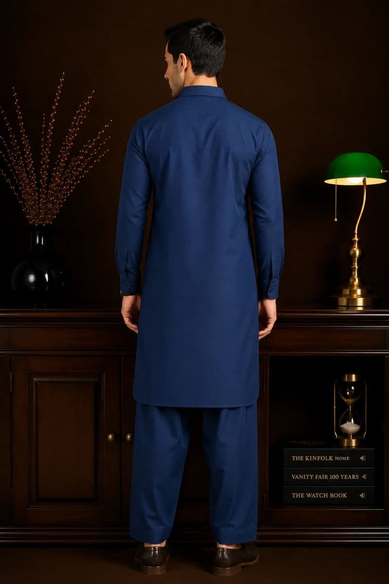 Navy Blue Blended Kameez Shalwar thumbnail