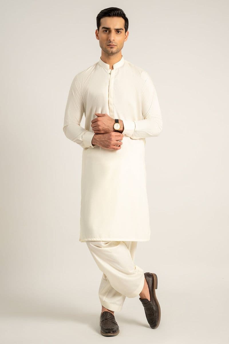 Blended Kameez Shalwar - CREAM