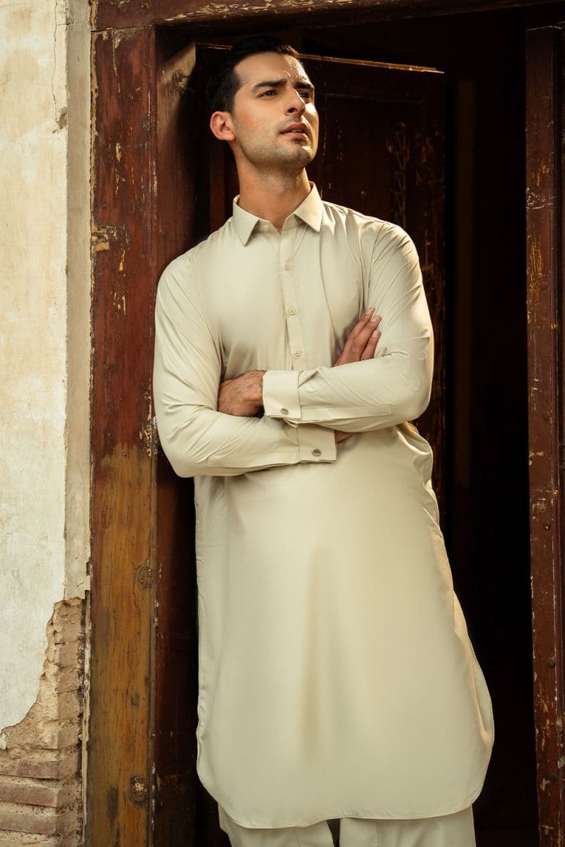 Men's Blended Kameez Shalwar - FAWN thumbnail