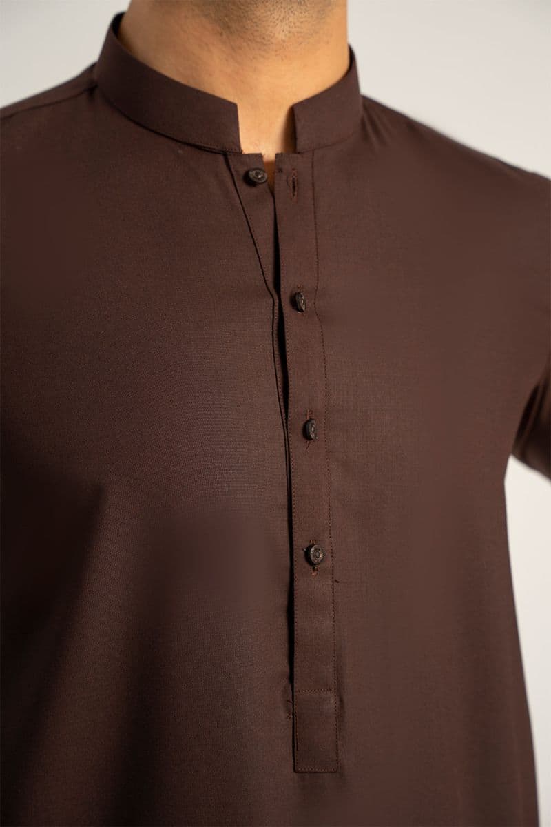 Dark Brown Blended Kameez Shalwar