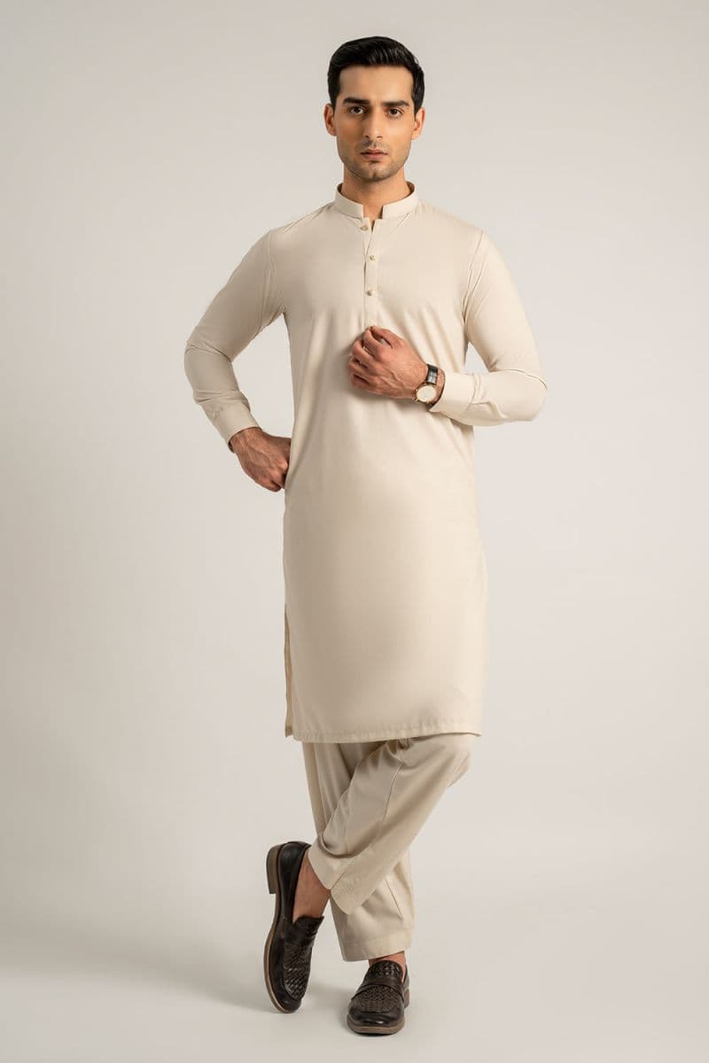 Fawn Blended Kameez Shalwar