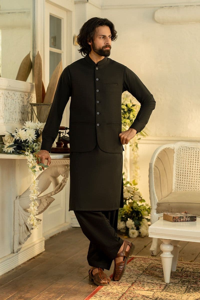 Black Men Blended Kameez Shalwar