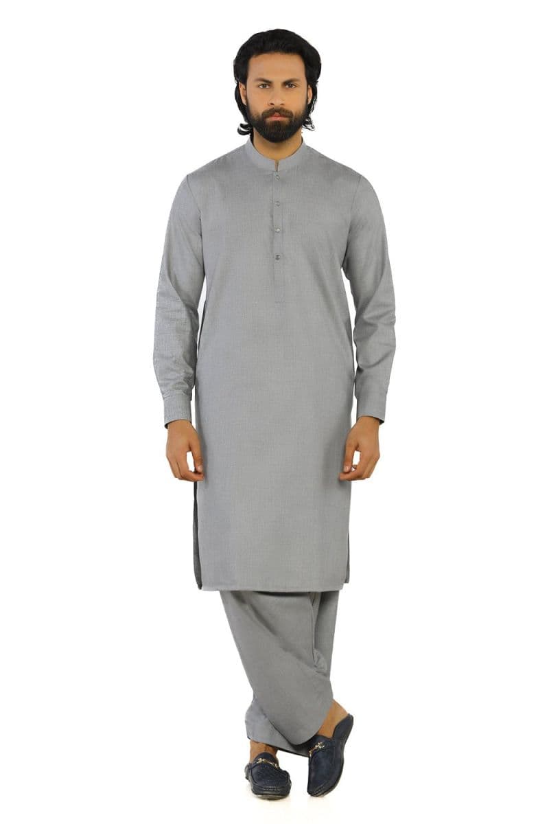 Blended Men Kameez Shalwar - Grey