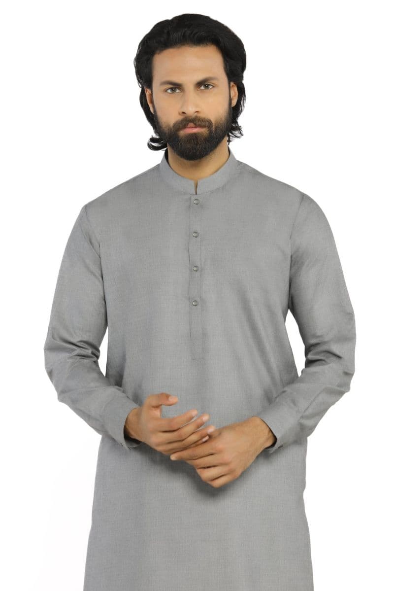 Blended Men Kameez Shalwar - Grey