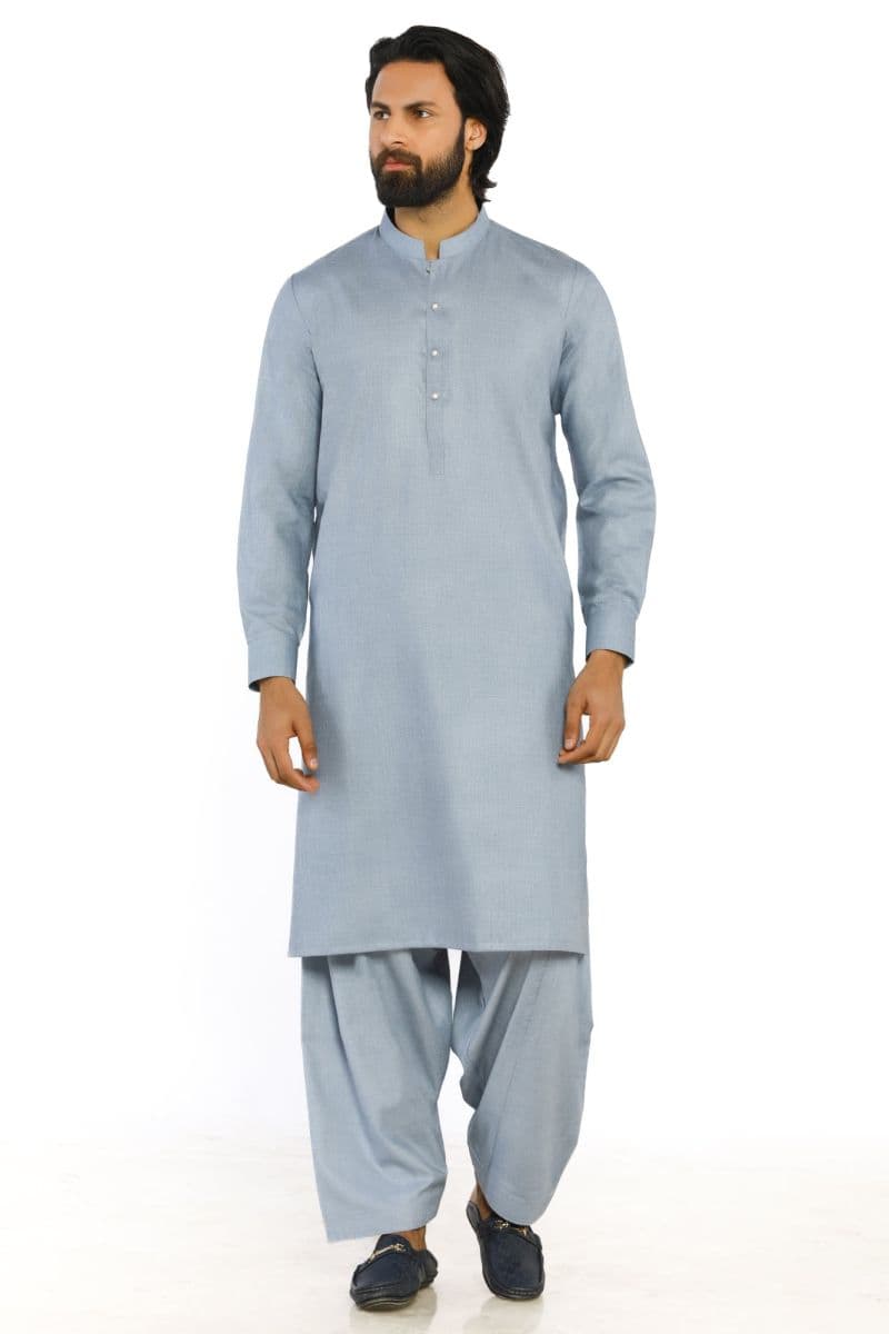 Blended Men Kameez Shalwar - Blue