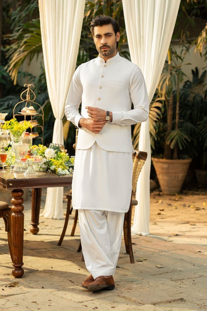 White Blended Kameez Shalwar