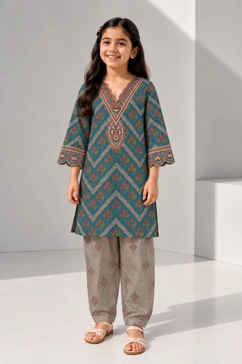 2 PIECE - PRINTED ARABIC LAWN SUIT thumbnail