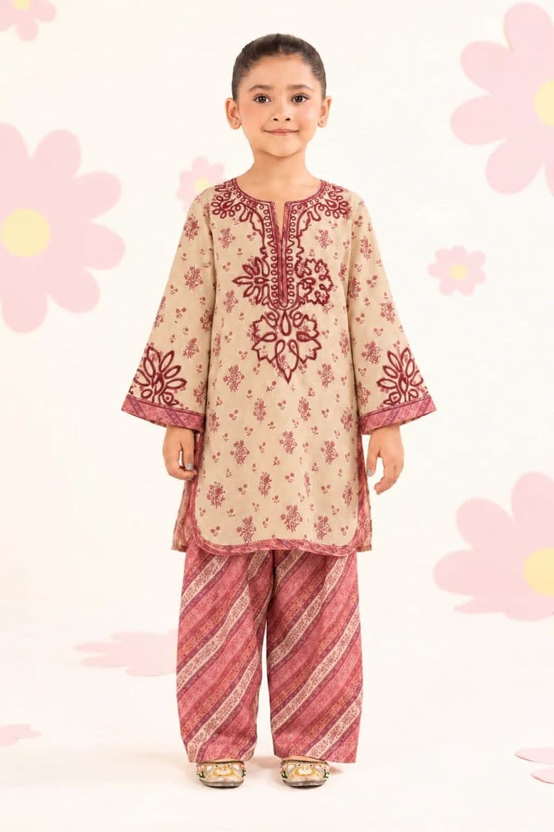 2 PIECE - EMBROIDERED PRINTED SUIT thumbnail