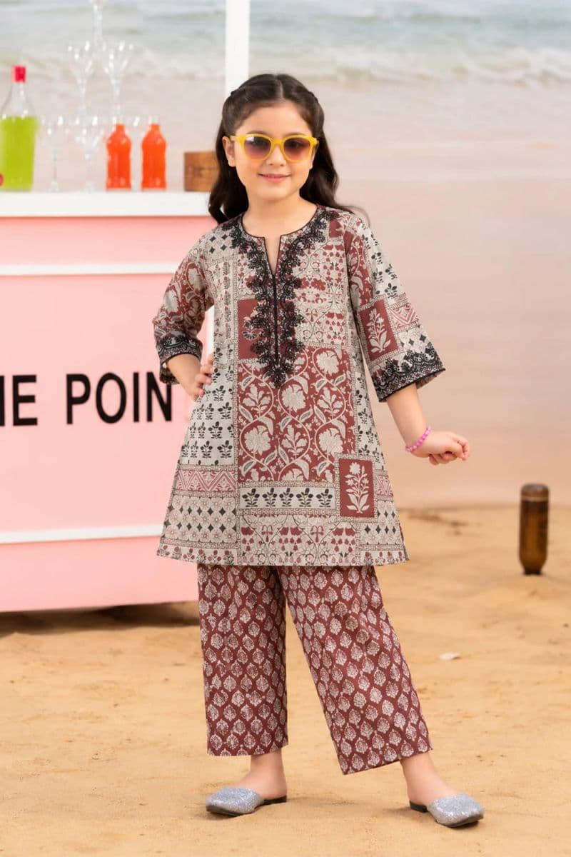 2 PIECE - EMBROIDERED PRINTED SUIT thumbnail