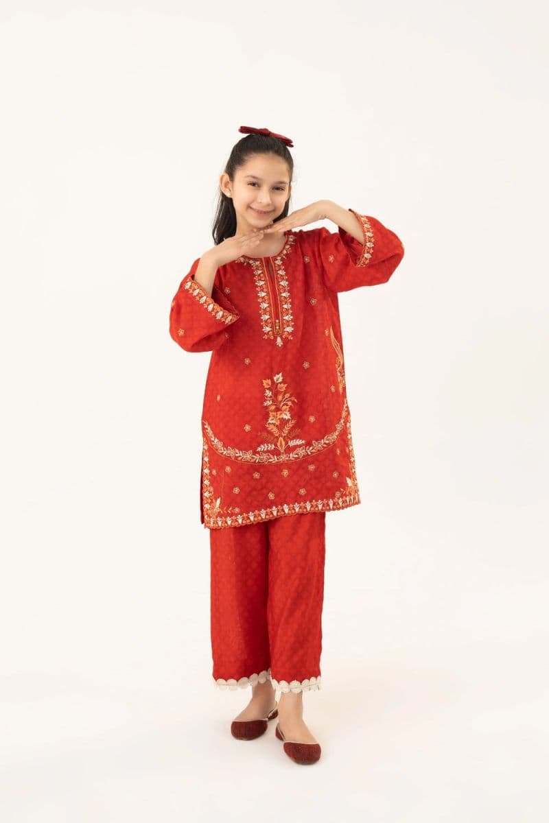 2 Piece - Embroidered Jacquard Suit