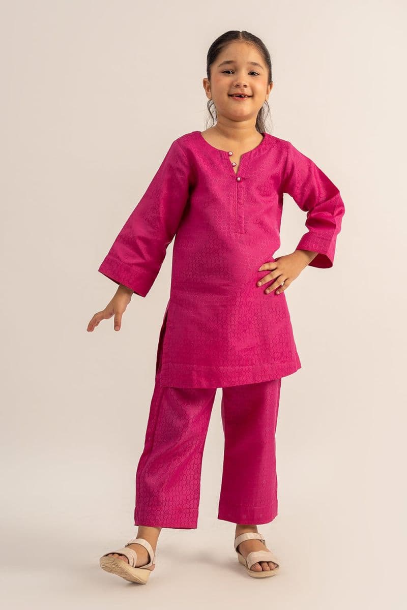 2 Pc Jacquard Suit For Girl