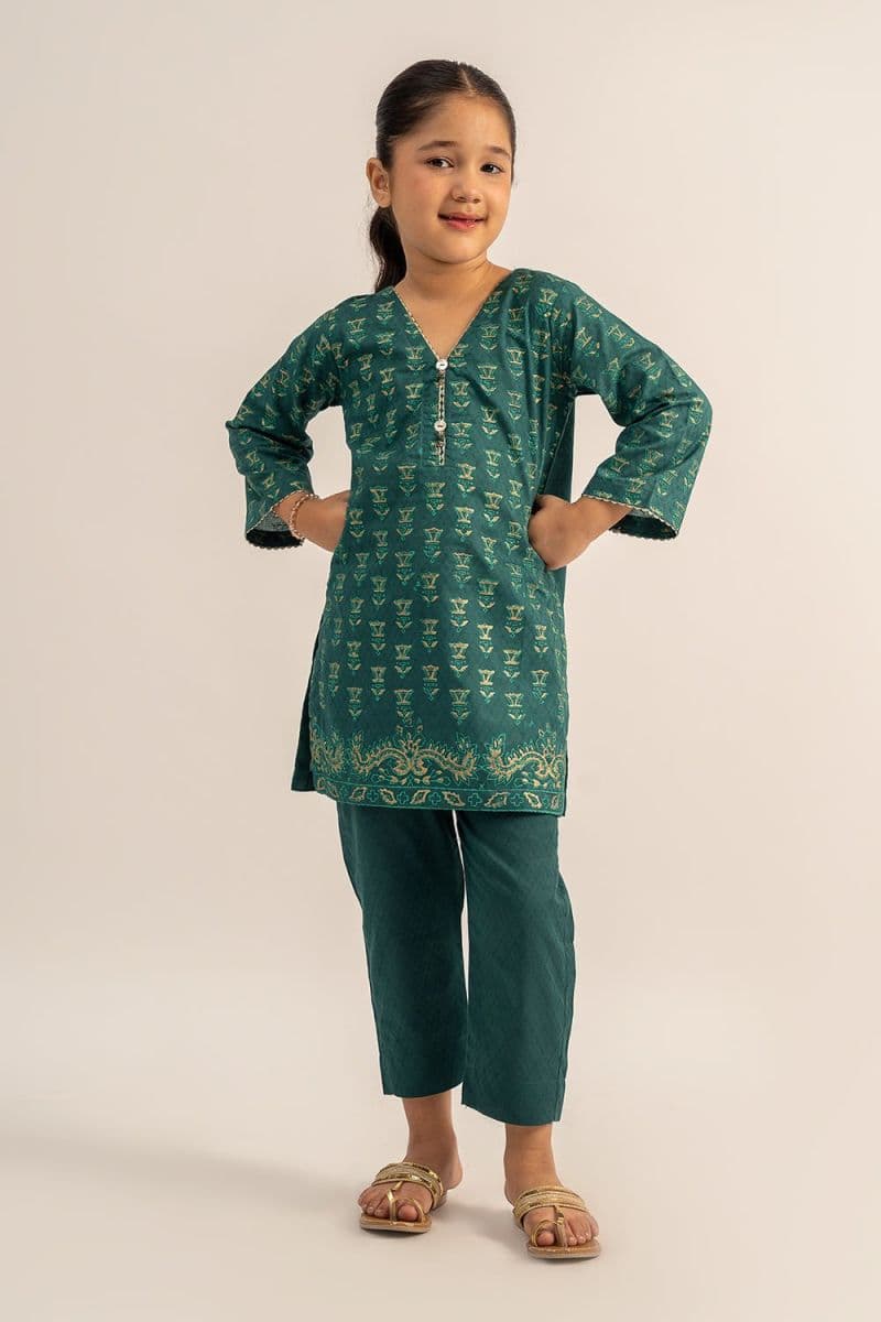 2 Pc Jacquard Printed Suit For Girl