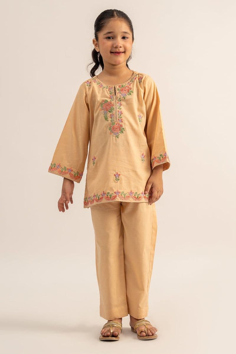 2 Pc Cotton Lawn Dyed Embroidered Suit For Girl thumbnail